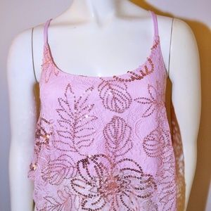 New Nwt Large Rue 21 Black Floral Sequin Top